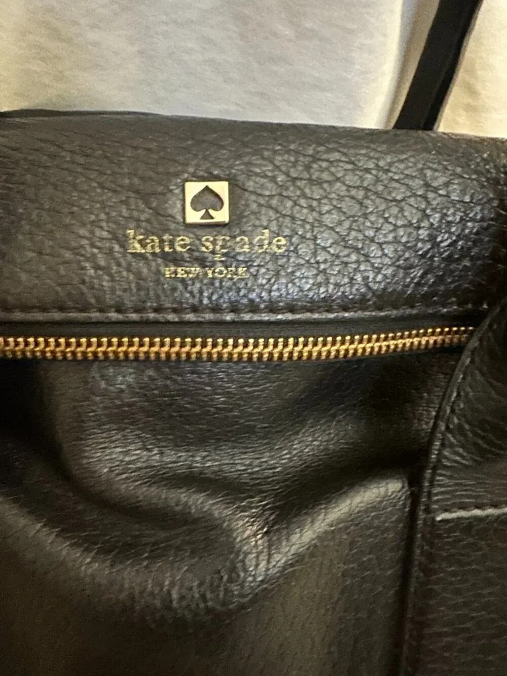Kate Spade Black Pebbled Leather New York Shoulder Bag